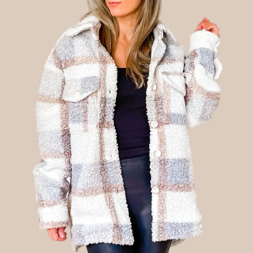 Cozy Plaid Teddy Jacket for Women